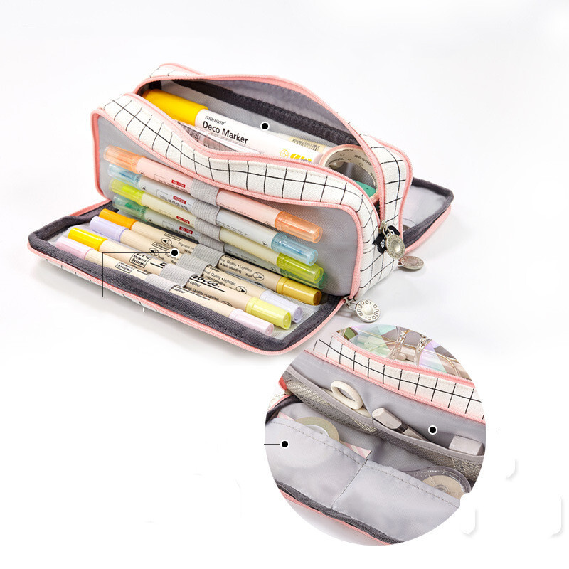 Suure mahutavusega pliiatsiümbris Kawaii armsad pliiatsiümbrised üliõpilaste pliiatsiümbrised, suured koolitarbed kirjatarbed pliiatsikotid pliiatsikotid