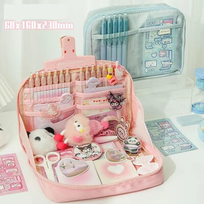 12 slāņu lielas ietilpības zīmuļu futrālis Izskatīgs daudzfunkcionāls klasifikācija Uzglabāšanas kancelejas piederumu uzglabāšanas soma 1 gab.