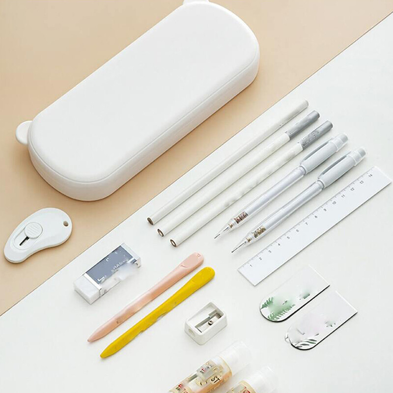 Suure mahutavusega pliiatsikott/õpilase plastikust pliiatsitase/mitmefunktsiooniline pliiatsitase