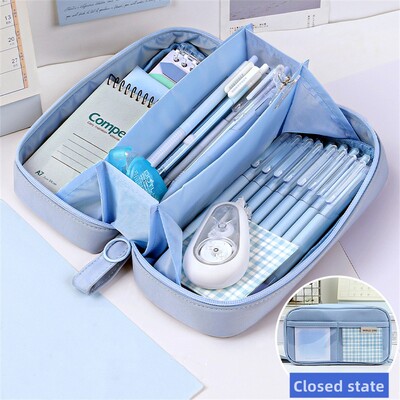 Husă drăguță pentru creion cu mai multe straturi, geantă pentru pix de capacitate mare, geantă durabilă de depozitare a articolelor de papetărie pentru studenți, școală și birou