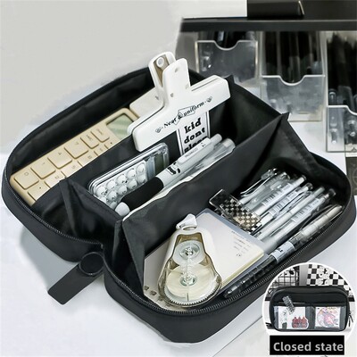 Husă drăguță pentru creion cu mai multe straturi, geantă pentru pix de capacitate mare, geantă durabilă de depozitare a articolelor de papetărie pentru studenți, școală și birou