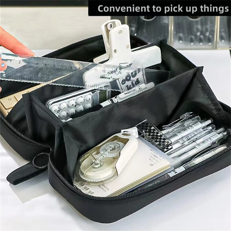 Husă drăguță pentru creion cu mai multe straturi, geantă pentru pix de capacitate mare, geantă durabilă de depozitare a articolelor de papetărie pentru studenți, școală și birou