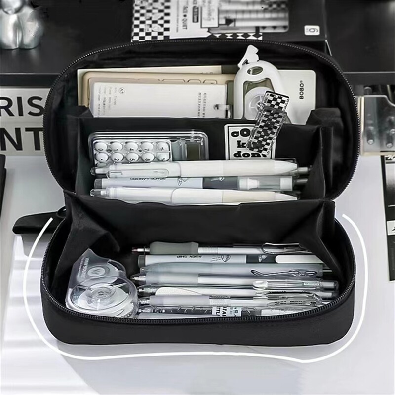 Husă drăguță pentru creion cu mai multe straturi, geantă pentru pix de capacitate mare, geantă durabilă de depozitare a articolelor de papetărie pentru studenți, școală și birou