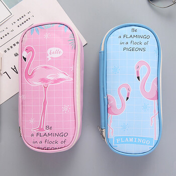 1 τεμ Μολυβοθήκη μεγάλης χωρητικότητας Kawaii Flamingo PU Τσάντες μολυβιού με μεγάλο φερμουάρ Θήκη στυλό Σχολικά μολύβια πουγκί Κουτί επιστολόχαρτου