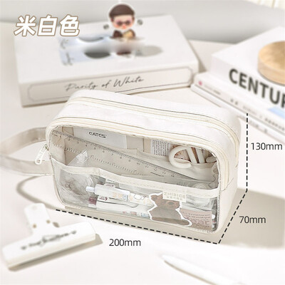 Pliiatsiümbris läbipaistev pliiatsikarp Kawaii kirjatarvete pliiatsikott Estuche Piornik Astuccio Scuola kaasaskantavad koolitarbed korea keel