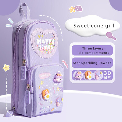 1 buc. Cutii de creion drăguțe Kawaii, de capacitate mare, geantă de creion din pânză, cutie suport pentru fete, papetărie pentru studenți, rechizite școlare