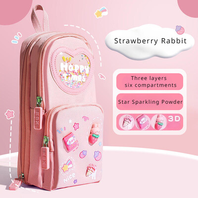 1 buc. Cutii de creion drăguțe Kawaii, de capacitate mare, geantă de creion din pânză, cutie suport pentru fete, papetărie pentru studenți, rechizite școlare