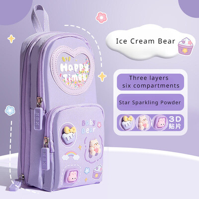 1 buc. Cutii de creion drăguțe Kawaii, de capacitate mare, geantă de creion din pânză, cutie suport pentru fete, papetărie pentru studenți, rechizite școlare