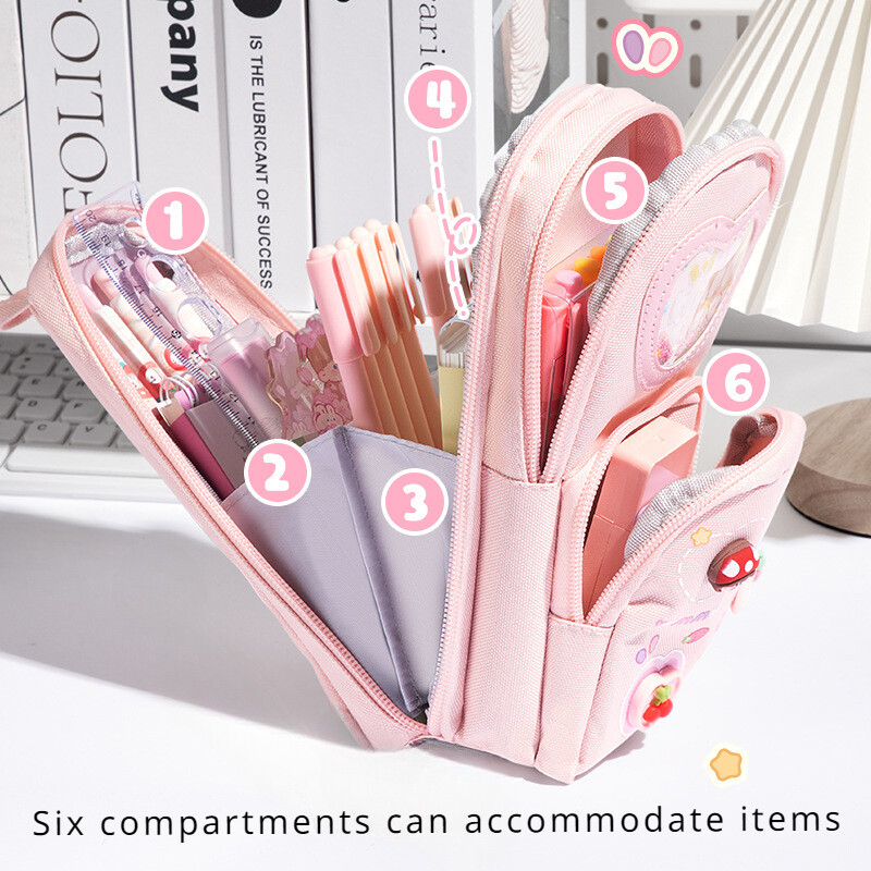 1 buc. Cutii de creion drăguțe Kawaii, de capacitate mare, geantă de creion din pânză, cutie suport pentru fete, papetărie pentru studenți, rechizite școlare