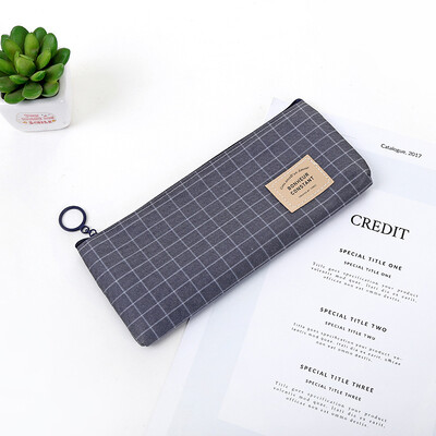 2 tk lõuendist pliiatsiümbris Lihtne triibuline ruudustik ühevärviline pliiatsikott Pliiatsikott Kontori koolitarbed