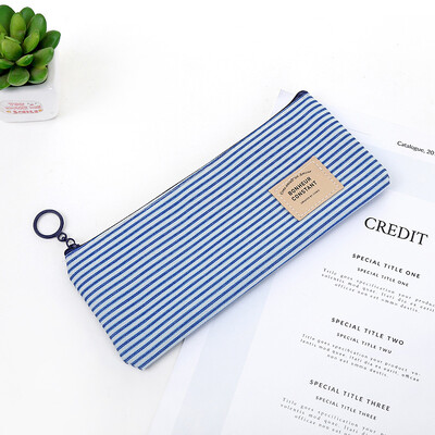 2 tk lõuendist pliiatsiümbris Lihtne triibuline ruudustik ühevärviline pliiatsikott Pliiatsikott Kontori koolitarbed