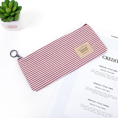 2 tk lõuendist pliiatsiümbris Lihtne triibuline ruudustik ühevärviline pliiatsikott Pliiatsikott Kontori koolitarbed