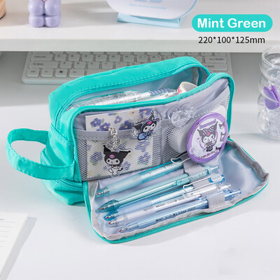 Dvoslojna torba za olovke pernica velikog kapaciteta jednostavna kozmetička torba u stilu makarona za pohranu školskog pribora pribor za učenike