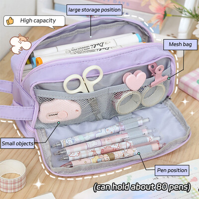Dvoslojna torba za olovke pernica velikog kapaciteta jednostavna kozmetička torba u stilu makarona za pohranu školskog pribora pribor za učenike