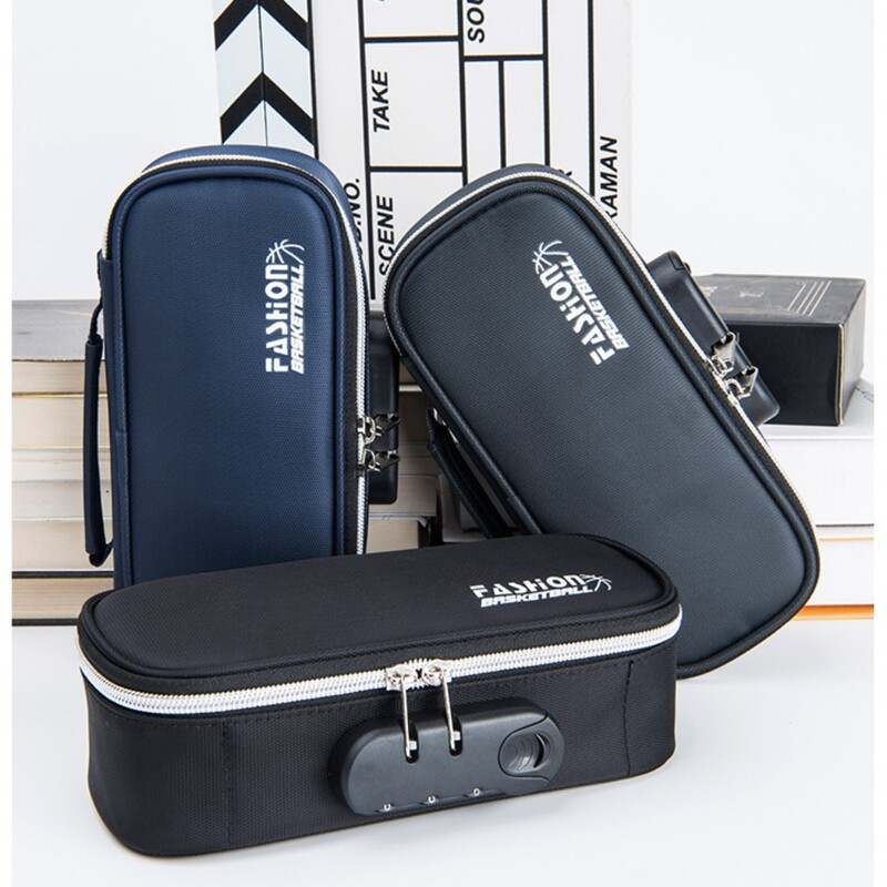 Paroolilukuga pliiatsiümbris, suure mahutavusega pliiatsikarp Vastupidav ühevärviline pliiatsihoidja Kontoritarbed koolitarbed