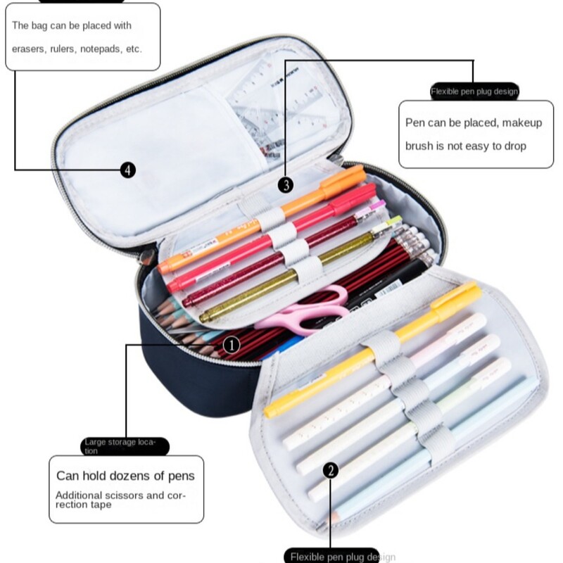 Paroolilukuga pliiatsiümbris, suure mahutavusega pliiatsikarp Vastupidav ühevärviline pliiatsihoidja Kontoritarbed koolitarbed