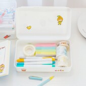 Cutie de creion din plastic transparent de mare capacitate Perspectivă ecologică Capac strâns cu clips Papetărie pentru studenți de culoare bomboană