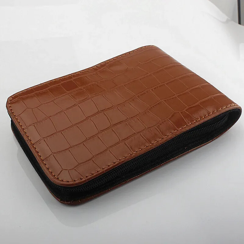 Uzorak krokodila od kave, 12 olovaka, nalivpero/rolo olovka, držač za torbicu s patentnim zatvaračem od PU kože Novo