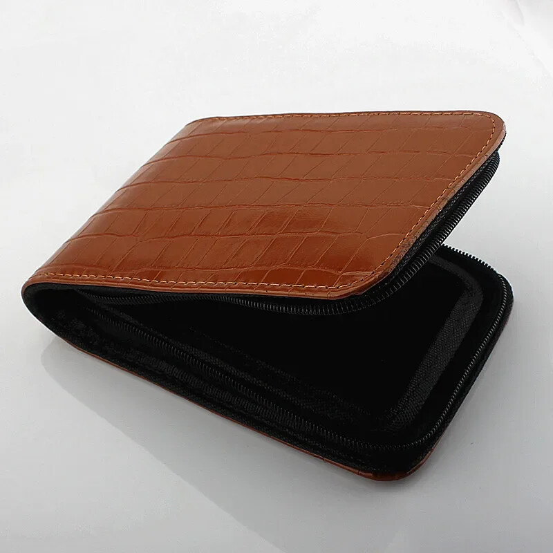 Uzorak krokodila od kave, 12 olovaka, nalivpero/rolo olovka, držač za torbicu s patentnim zatvaračem od PU kože Novo