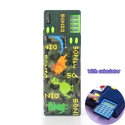 Radoša daudzfunkcionāla plastmasas kancelejas piederumu kastīte sākumskolas skolēniem Divpusējs magnētisko zīmuļu kalkulatora asināmais