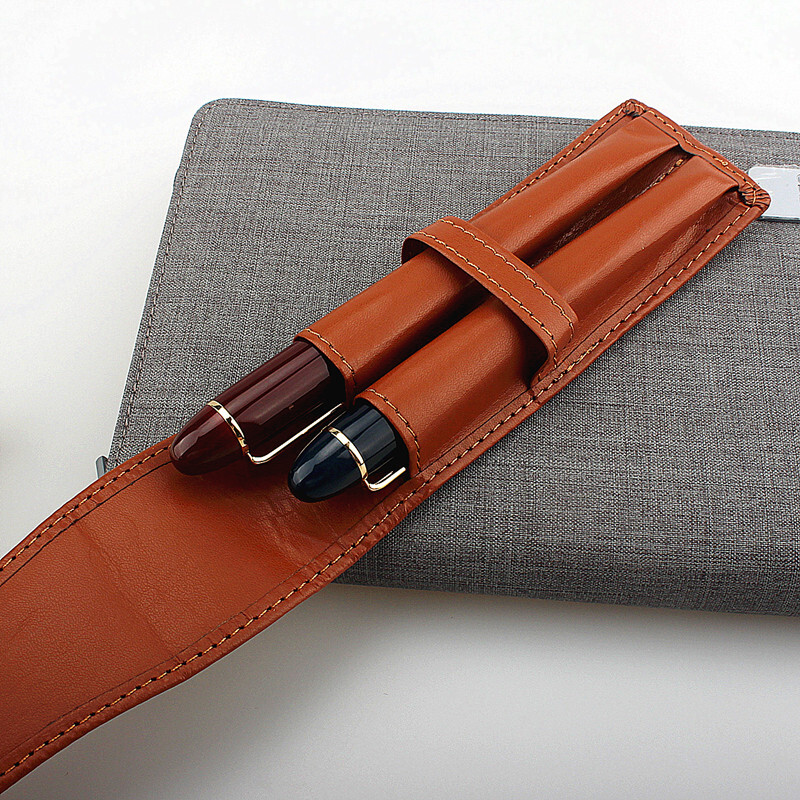 Geantă pentru creion din piele PU lucrată manual, suport pentru pix, husă din piele pentru accesorii în stil retro vintage