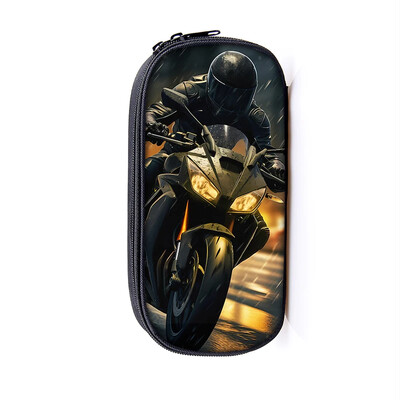 Lahe võidusõiduauto mootorrattaprint kosmeetikakohver pliiatsikott Punk mootorratta hoiukoht statsionaarne kott pliiatsikarp Koolitarbed kingitus