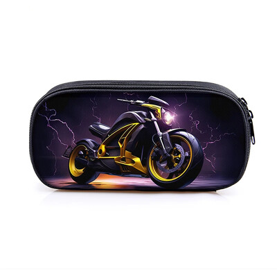 Lahe võidusõiduauto mootorrattaprint kosmeetikakohver pliiatsikott Punk mootorratta hoiukoht statsionaarne kott pliiatsikarp Koolitarbed kingitus