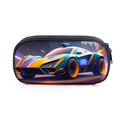 Lahe võidusõiduauto mootorrattaprint kosmeetikakohver pliiatsikott Punk mootorratta hoiukoht statsionaarne kott pliiatsikarp Koolitarbed kingitus