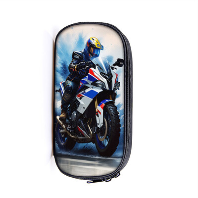 Lahe võidusõiduauto mootorrattaprint kosmeetikakohver pliiatsikott Punk mootorratta hoiukoht statsionaarne kott pliiatsikarp Koolitarbed kingitus