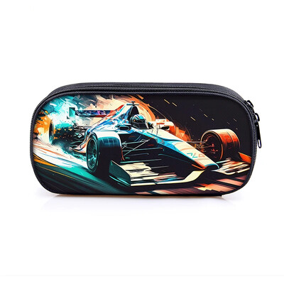 Lahe võidusõiduauto mootorrattaprint kosmeetikakohver pliiatsikott Punk mootorratta hoiukoht statsionaarne kott pliiatsikarp Koolitarbed kingitus