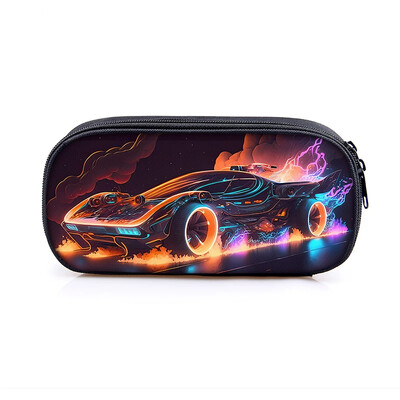 Lahe võidusõiduauto mootorrattaprint kosmeetikakohver pliiatsikott Punk mootorratta hoiukoht statsionaarne kott pliiatsikarp Koolitarbed kingitus