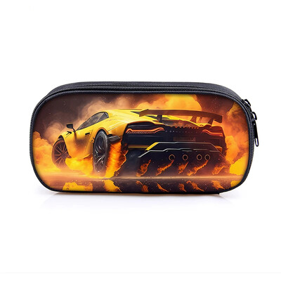 Lahe võidusõiduauto mootorrattaprint kosmeetikakohver pliiatsikott Punk mootorratta hoiukoht statsionaarne kott pliiatsikarp Koolitarbed kingitus