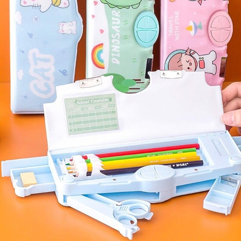 Cutie multifuncțională pentru creion, cutie de papetărie pentru elevi de școală, pentru copii, cutie de depozitare pentru creion, noutate, cutie de creion de mare capacitate, cadou