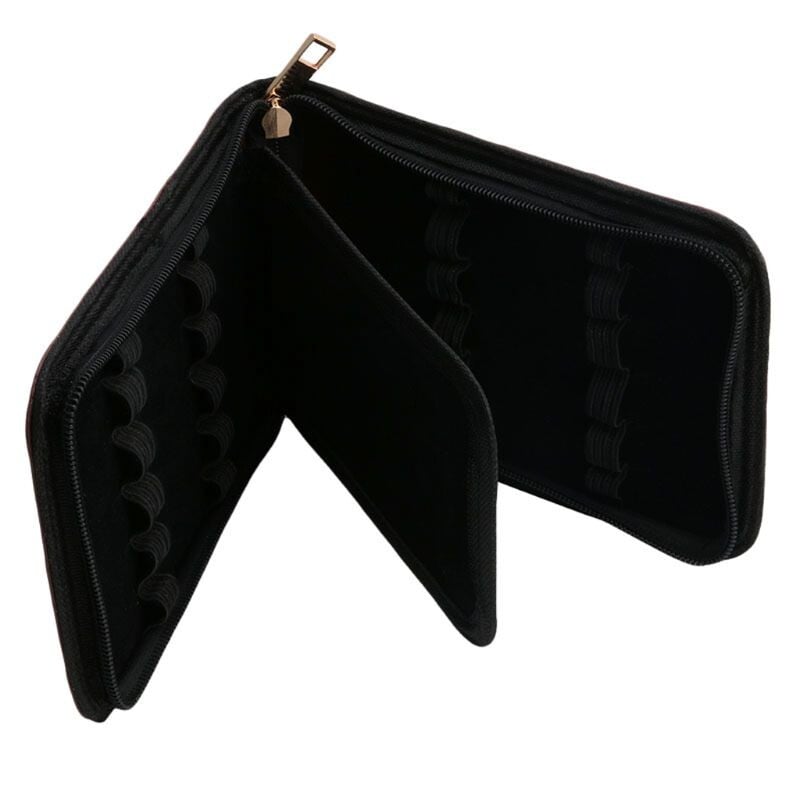 12 pildspalvu pildspalva/rullīšu pildspalva mākslīgās ādas rāvējslēdzējs futrāļa turētājam Jauns D5QC