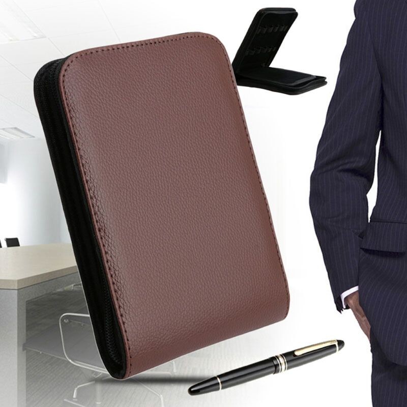 12 pildspalvu pildspalva/rullīšu pildspalva mākslīgās ādas rāvējslēdzējs futrāļa turētājam Jauns D5QC