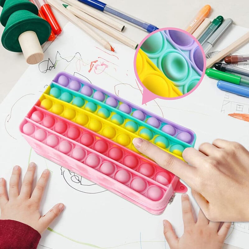 Push Bubble kancelejas piederumu futrālis Pildspalvu kastīte Kosmētika Uzglabāšana Fidget Sensory Stresa Release Pencil Bag Biroja skolas piederumi