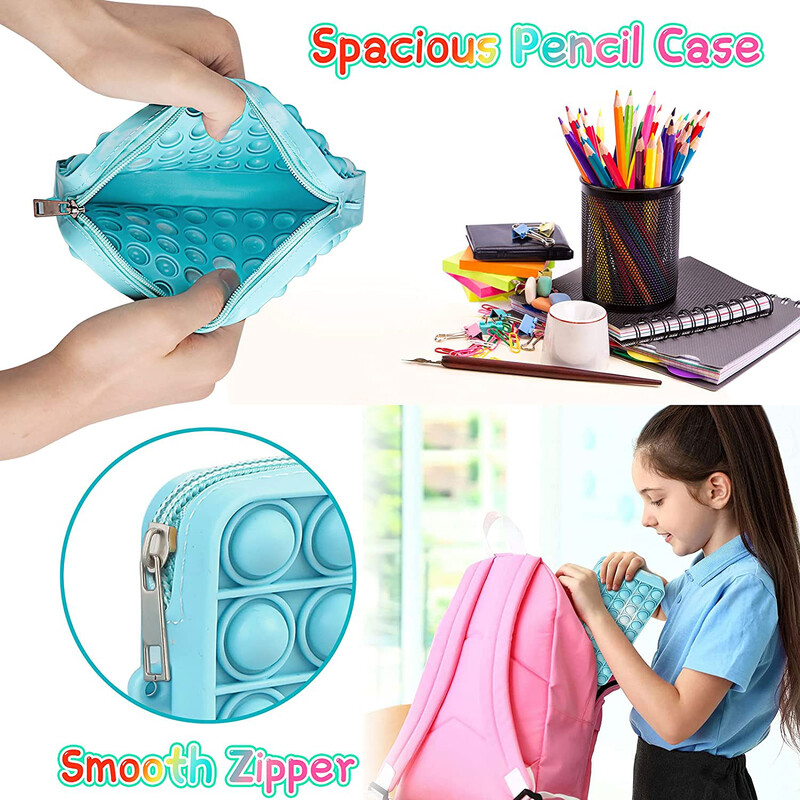 Push Bubble kancelejas piederumu futrālis Pildspalvu kastīte Kosmētika Uzglabāšana Fidget Sensory Stresa Release Pencil Bag Biroja skolas piederumi