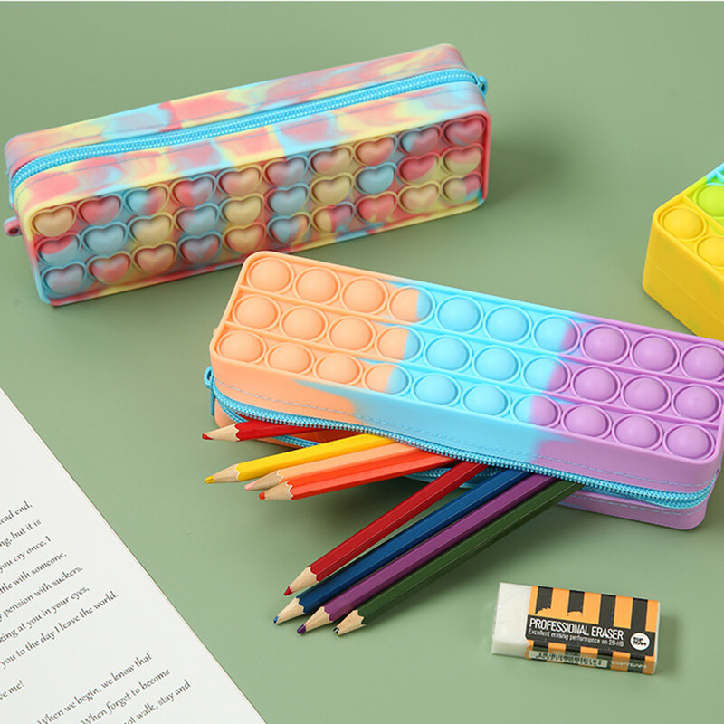 1 buc Trouță multifuncțională din silicon pentru studenți, cutie de papetărie, geantă de depozitare de mare capacitate pentru copii, trusa de creion, școală