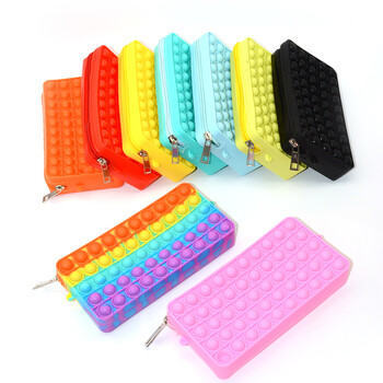 Pop Its Pencil Case Kawaii Канцеларски материали Училищни моливи Cases Trousse Scolaire Silica Gel Estuches Escolares Piornik Pencil Pouch