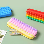 Laste lõbus silikoonist pliiatsi kott veekindel Push mullidega pliiatsiümbris lastele kirjatarvete hoiustamiskott Pliiatsi kott Loov kingitus