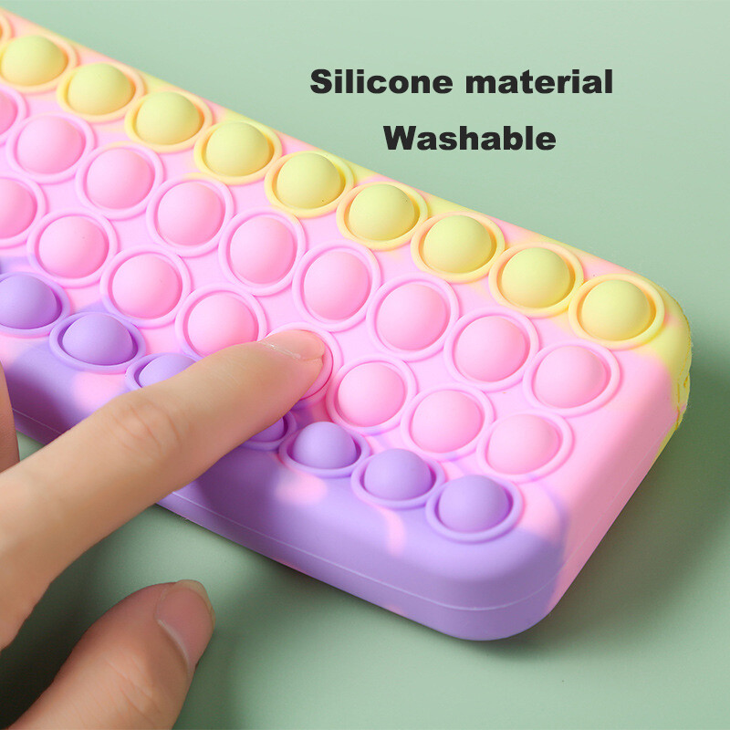 Laste lõbus silikoonist pliiatsi kott veekindel Push mullidega pliiatsiümbris lastele kirjatarvete hoiustamiskott Pliiatsi kott Loov kingitus