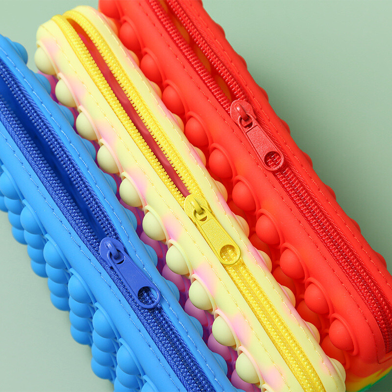 Laste lõbus silikoonist pliiatsi kott veekindel Push mullidega pliiatsiümbris lastele kirjatarvete hoiustamiskott Pliiatsi kott Loov kingitus