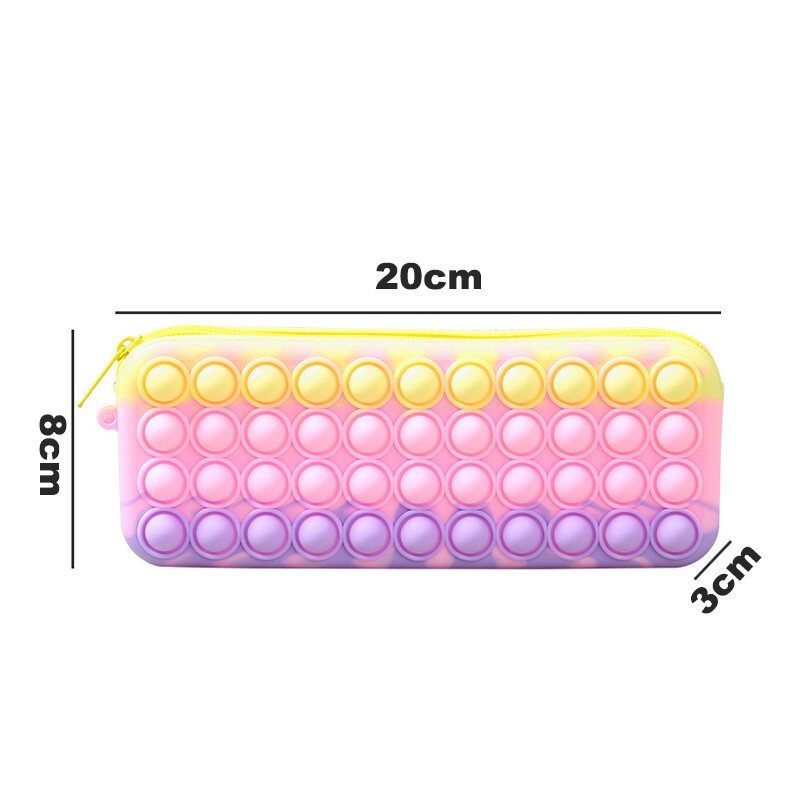 Laste lõbus silikoonist pliiatsi kott veekindel Push mullidega pliiatsiümbris lastele kirjatarvete hoiustamiskott Pliiatsi kott Loov kingitus