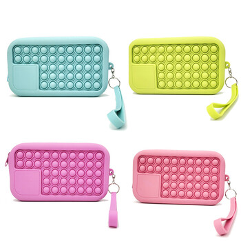 Kawaii Pop Its Pencil Cases Διάφορες αντιστρεπτικές τσάντες αποθήκευσης γραφικής ύλης Τσάντα σιλικόνης με φούσκα μολυβοθήκη Soft Press Pops Figet Toys Bag