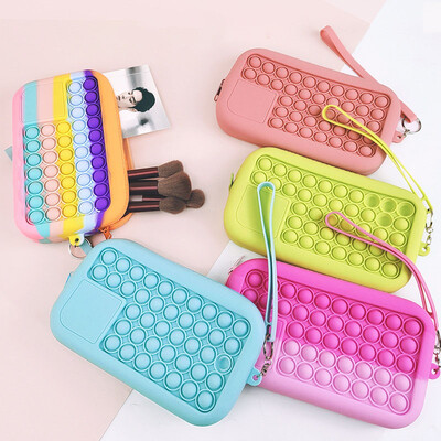 Kawaii Pop Its Pencil Cases Διάφορες αντιστρεπτικές τσάντες αποθήκευσης γραφικής ύλης Τσάντα σιλικόνης με φούσκα μολυβοθήκη Soft Press Pops Figet Toys Bag