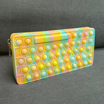 CHEN LIN 1 vnt. Paprastas vientisos spalvos silikoninis pieštukų dėklas Pop žaislai Antistresinis minkštas spaudimas Popit žaislų rašiklio krepšys mokykliniai reikmenys, dovana vaikui