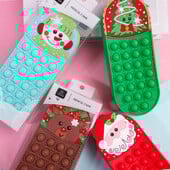 Geantă pentru creion de Crăciun, cutie portabilă de depozitare pentru articole de papetărie din silicon de capacitate mare pentru ameliorarea stresului și rezolvarea puzzle-urilor