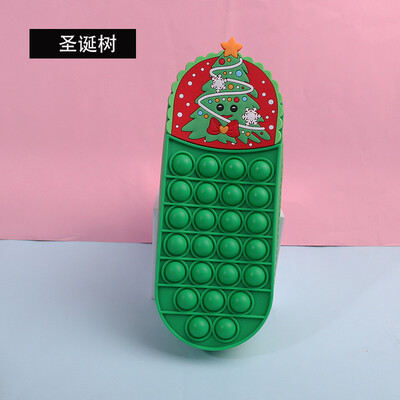 Geantă pentru creion de Crăciun, cutie portabilă de depozitare pentru articole de papetărie din silicon de capacitate mare pentru ameliorarea stresului și rezolvarea puzzle-urilor