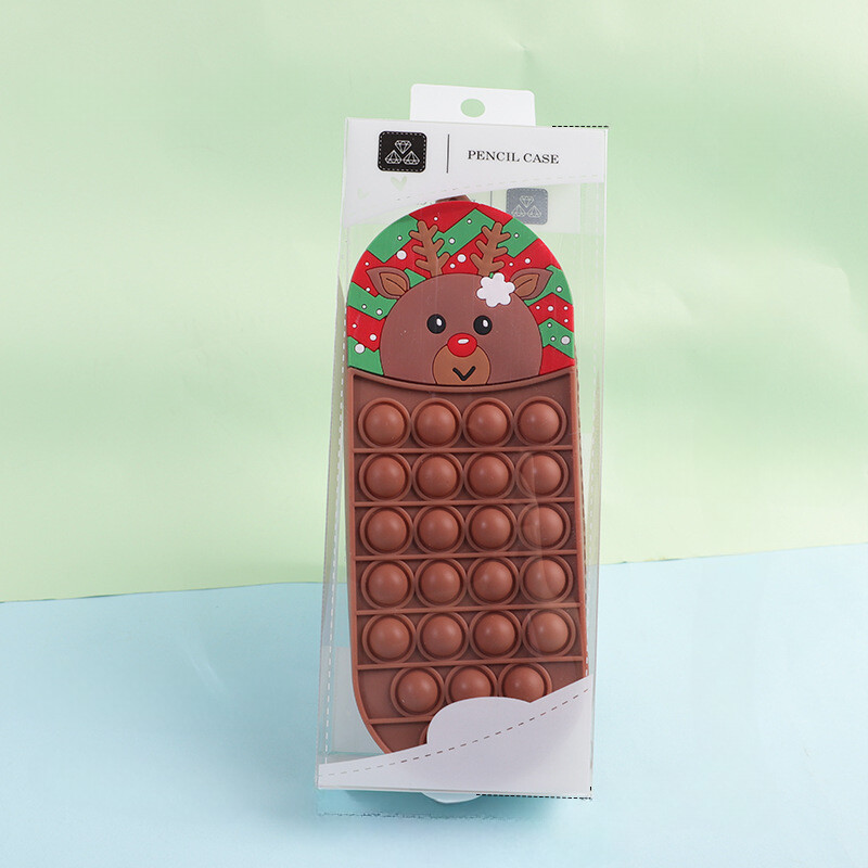 Geantă pentru creion de Crăciun, cutie portabilă de depozitare pentru articole de papetărie din silicon de capacitate mare pentru ameliorarea stresului și rezolvarea puzzle-urilor