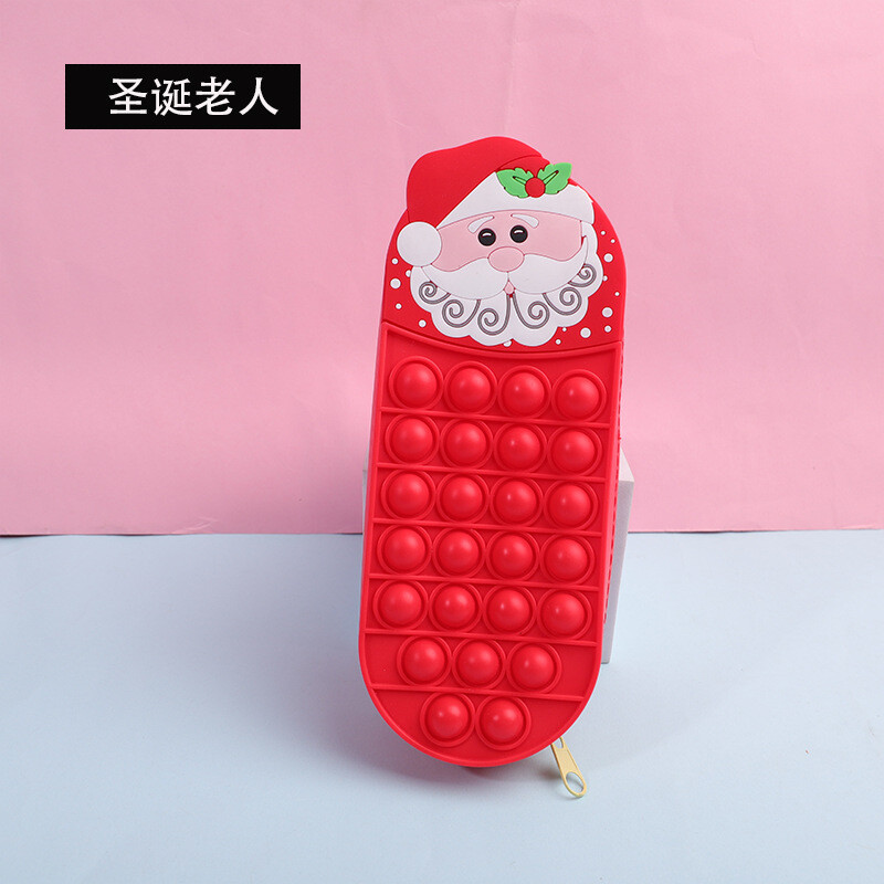 Geantă pentru creion de Crăciun, cutie portabilă de depozitare pentru articole de papetărie din silicon de capacitate mare pentru ameliorarea stresului și rezolvarea puzzle-urilor